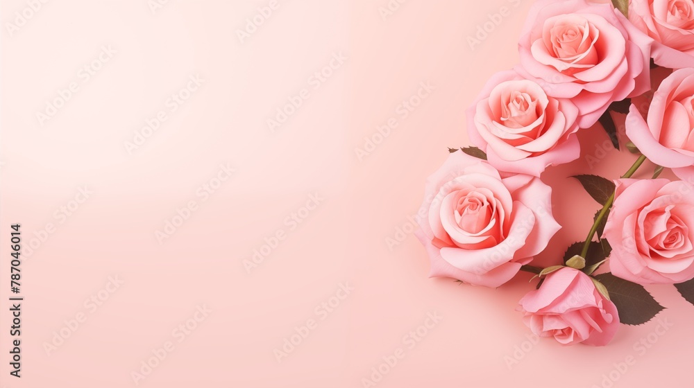 Fototapeta premium Elegant Bouquet of Pink Roses on a Soft Pink Background