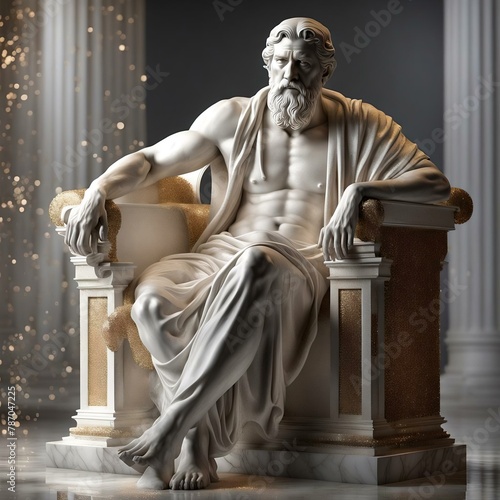 Statue of Athen sitting in white marble 