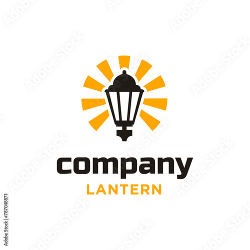  lantern lamp symbol.classic street light logo design
