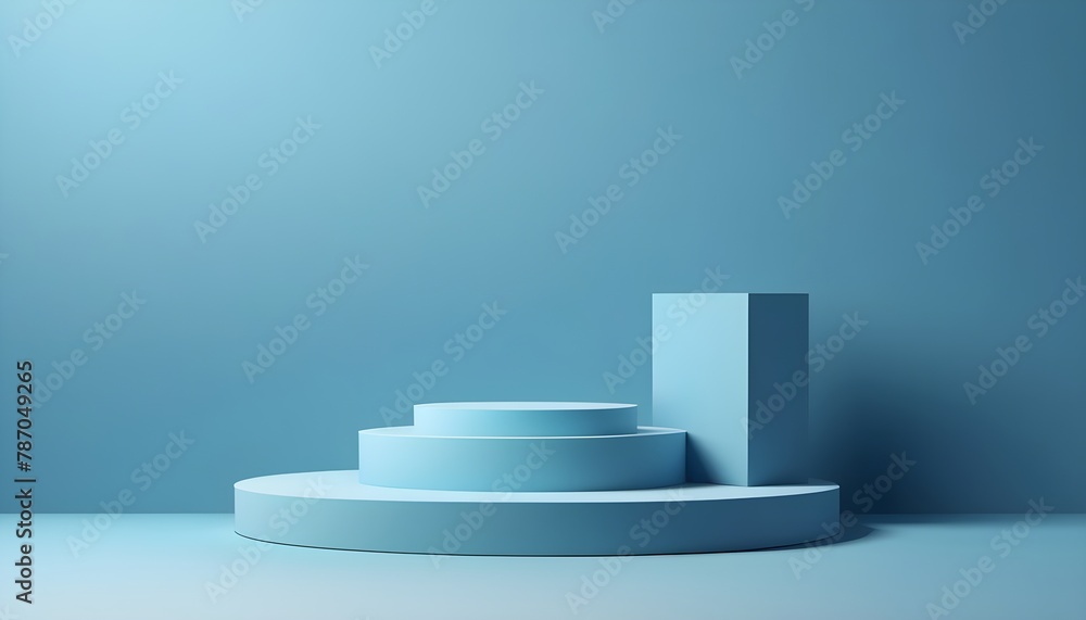 white podium with blue background white podium with blue background