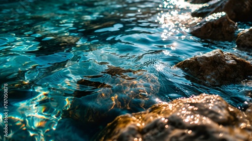 Calm aqua waters gently rippling in a serene pool,