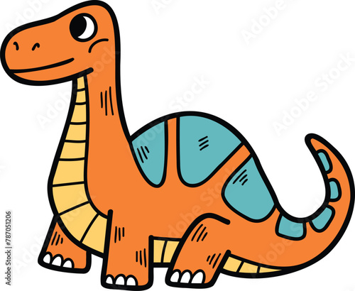 A cartoon dinosaur with a stripe on its back