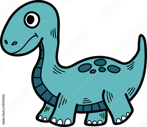 A cartoon dinosaur with a smile on its face