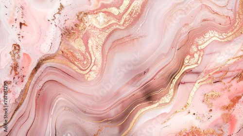 An elegant and chic pink marble pattern with swirls of gold and white, embodying a luxurious and timeless design suitable for various applications