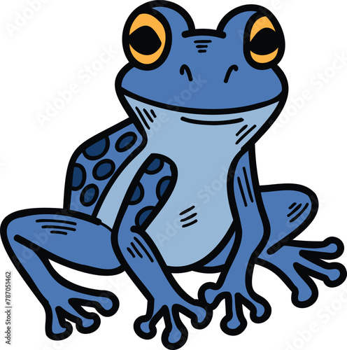 A frog with eyes is sitting on a white background