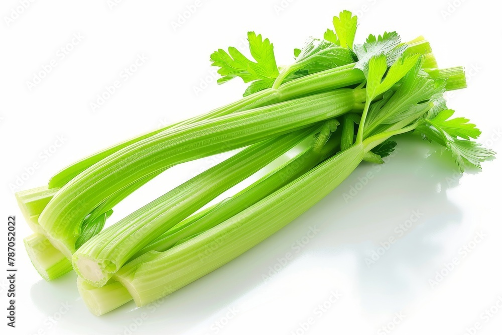 Three fresh celery stalks arranged beautifully Three fresh celery stalks arranged beautifully