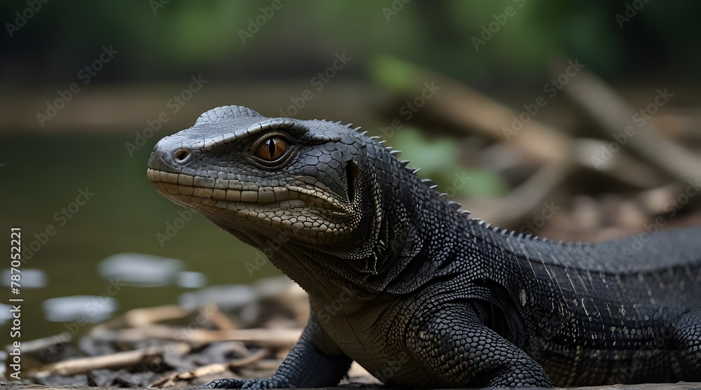 Asian water monitor Varanus salvator also common water monitor, large varanid lizard native to South.generative.ai Asian water monitor Varanus salvator also common water monitor, large varanid lizard native to South.generative.ai