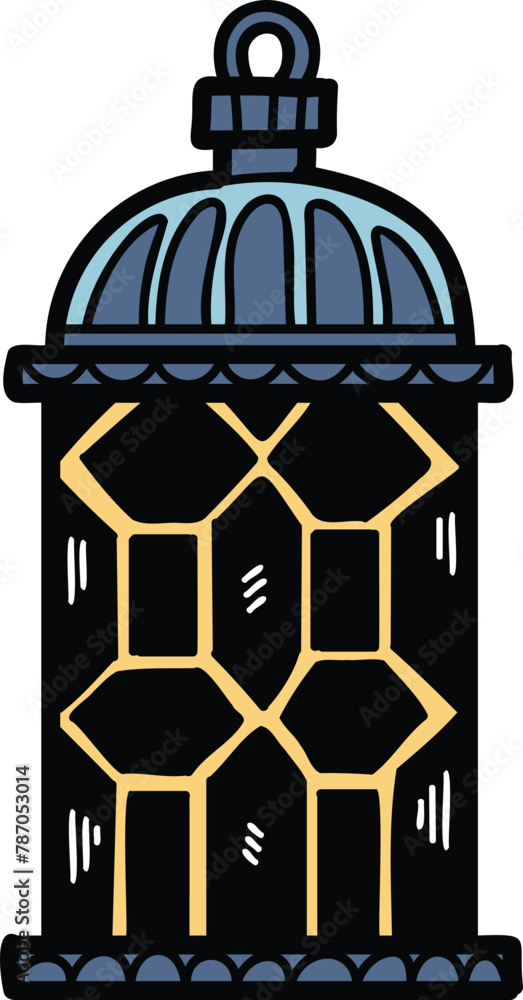A black and white drawing of a lantern with a flame inside A black and white drawing of a lantern with a flame inside