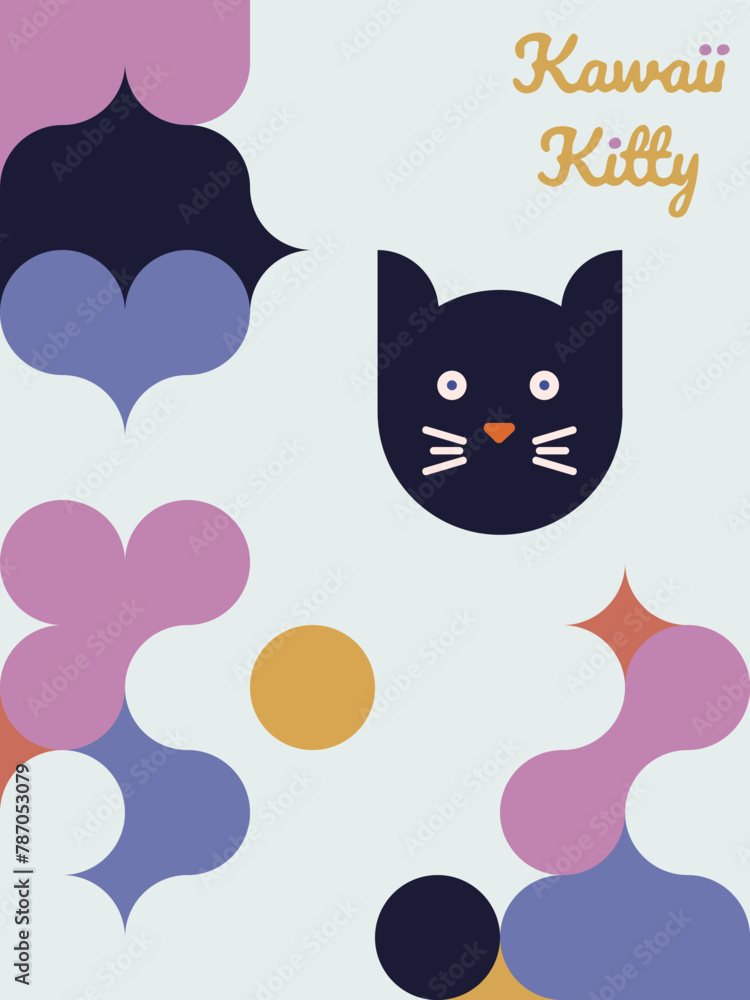 Kawaii Cats vector illustration Smiling Kitty, cute and round-faced cat Kawaii Cats vector illustration Smiling Kitty, cute and round-faced cat