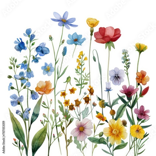Colorful assorted wildflowers illustration © Matthew
