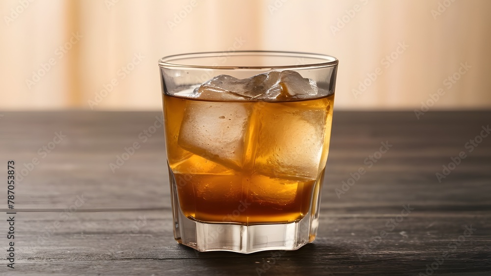 An invigorating iced tea beverage complete with ice cubes An invigorating iced tea beverage complete with ice cubes