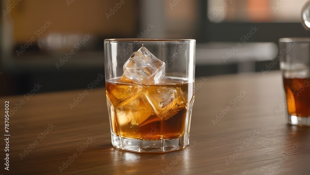 A chilled beverage of iced tea served with ice cubes A chilled beverage of iced tea served with ice cubes