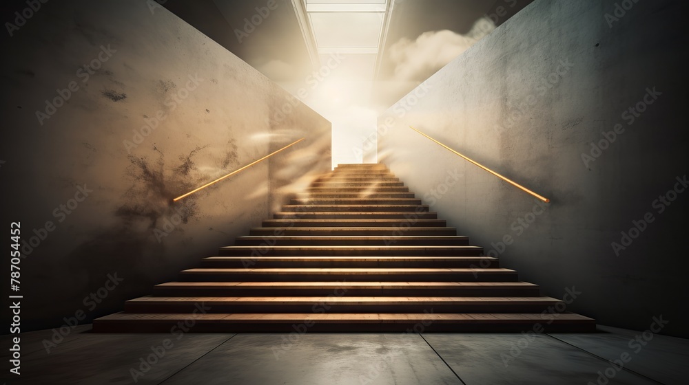 Ascending to success: rising arrow symbolizes growth and achievement on staircase - business concept image
Ascending to success: rising arrow symbolizes growth and achievement on staircase - business concept image