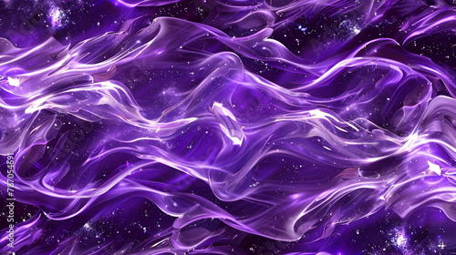 Abstract cosmic flames blend purple and silver for mysterious photo depth.