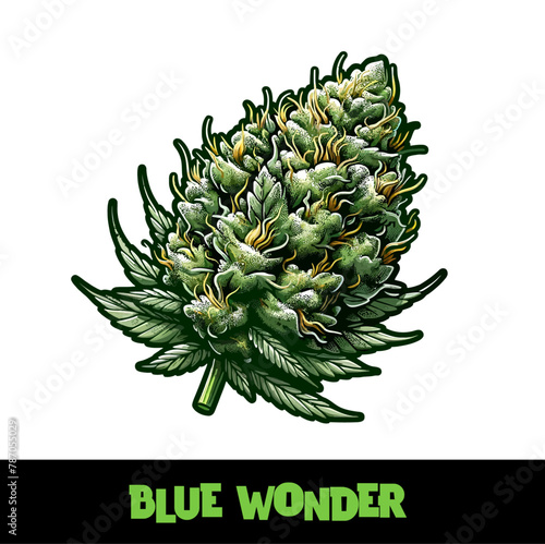 Vector Illustrated Blue Wonder Cannabis Bud Strain Cartoon