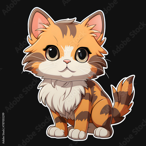  illustration of Cute cartoon cat sitting in front of the window © Wazir Design
