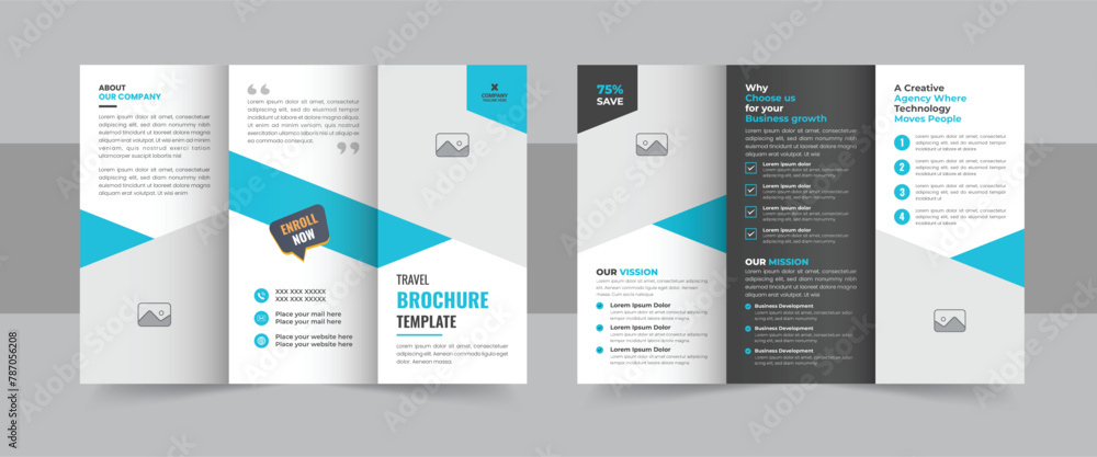 Travel trifold brochure, travel and tourism tri fold brochure design ...