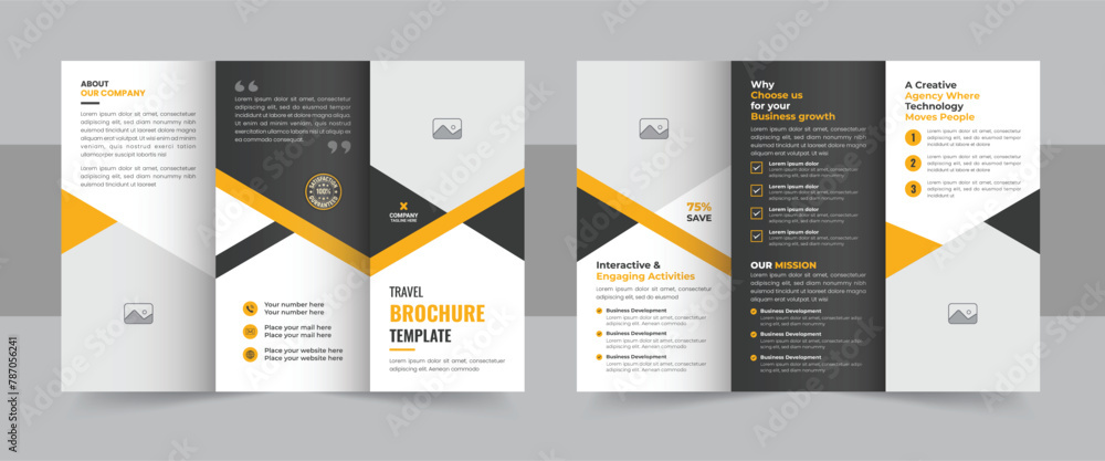 Travel agency trifold brochure template or tourism tri fold brochure ...