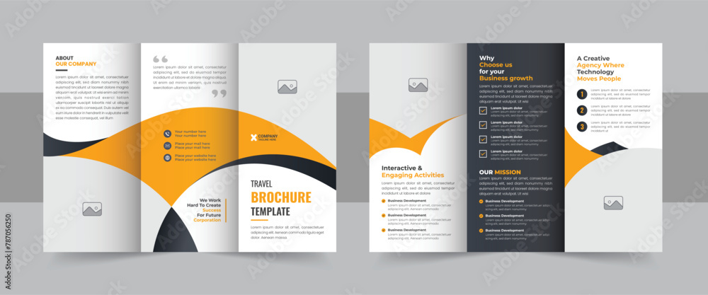 Modern tourism tri fold brochure template layout vector or trifold ...