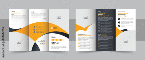 Modern tourism tri fold brochure template layout vector or trifold brochure design template for travel agency