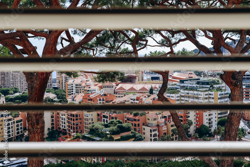 View from the window of the Prince's Palace in Monaco through the blinds photo