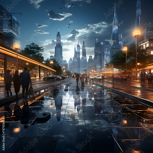 futuristic Trade Zone of the modern city photo