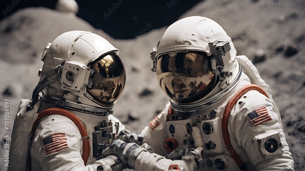 Spacewalk Perspective: Close-Up View of Astronauts in Space Spacewalk Perspective: Close-Up View of Astronauts in Space