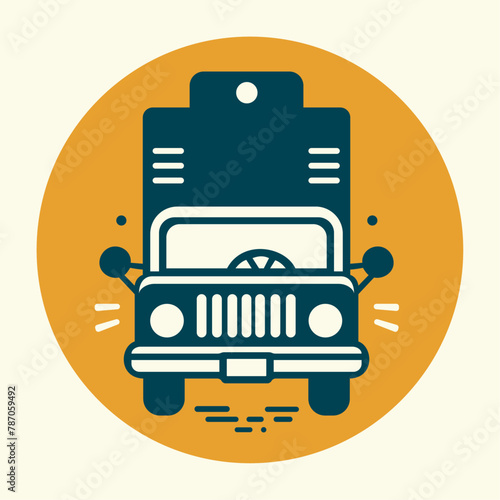 Vintage Tractor: A Flat Front Illustration Capturing the Classic Charm and Timeless Appeal of Rural Farming Equipment.