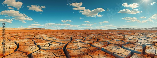Evidence of drought impact, parched land, cracked soil, stark imagery,  photo