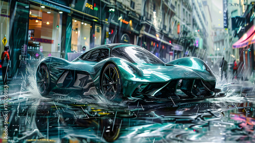Abstract Modern Illustration of a Super Car Race Car Digital Art Wallpaper Background Backdrop Brainstorming Art