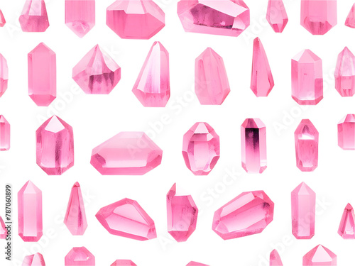 pink jewels in various shapes and sizes, ideal for web design projects isolated on transparent