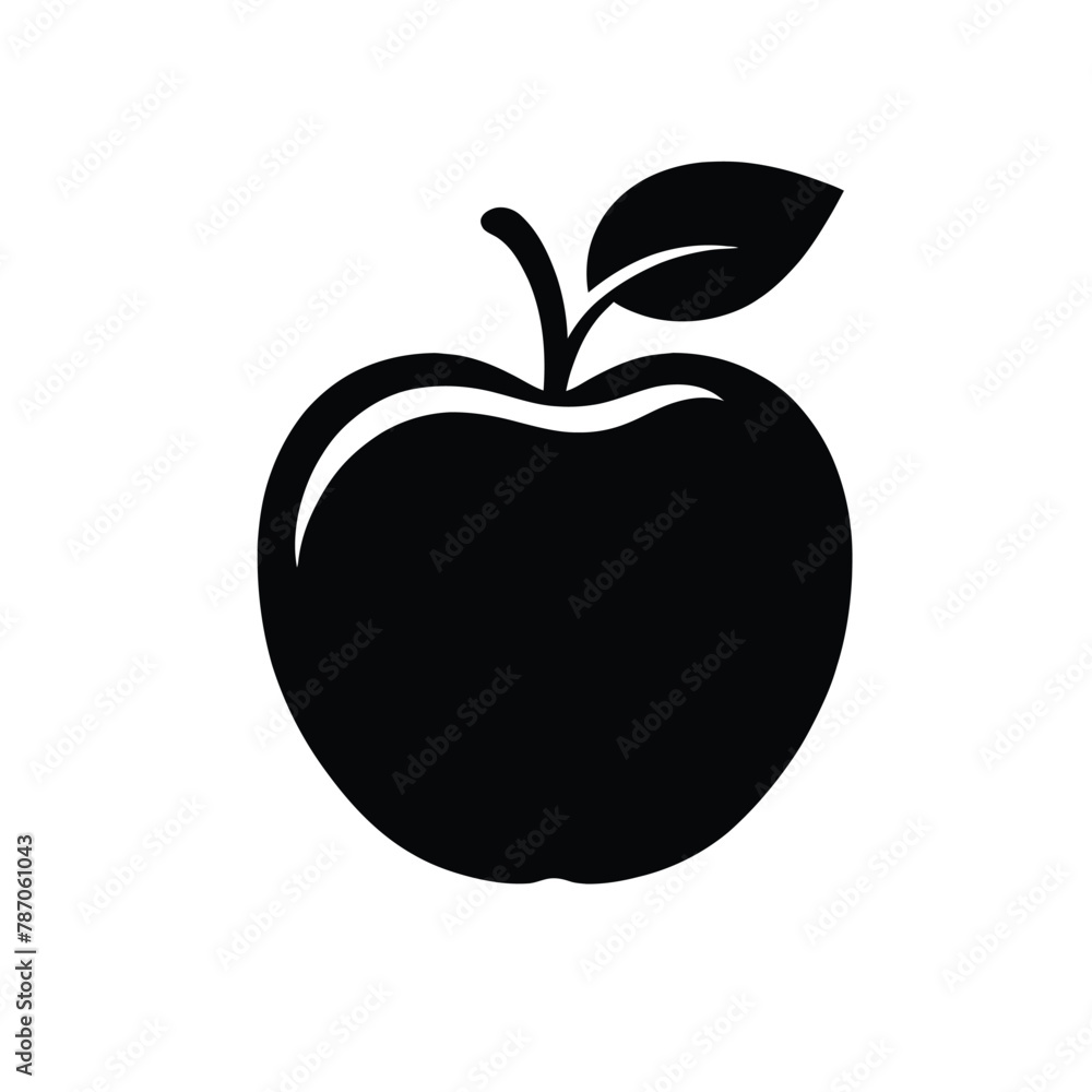 simple black silhouette of an apple simple black silhouette of an apple