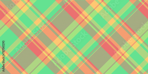 Bandanna texture background fabric, detailed tartan textile pattern. Woven vector plaid check seamless in green and red colors.