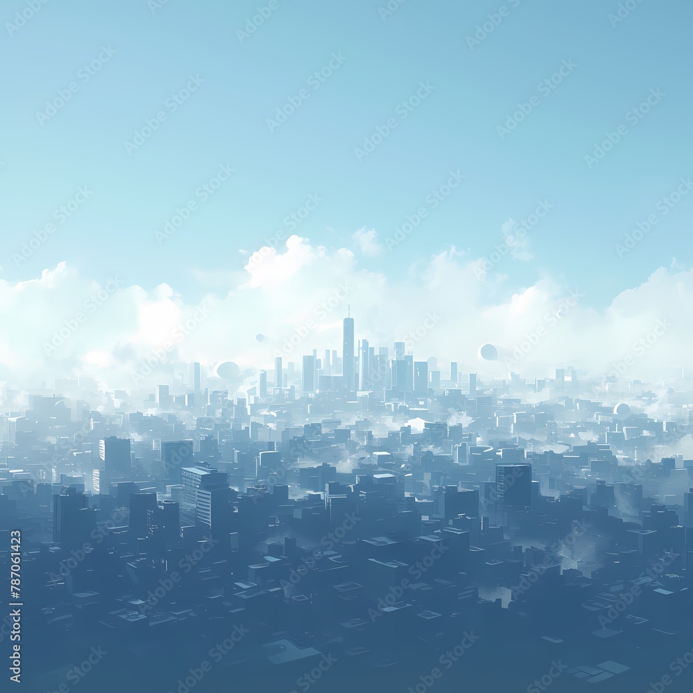 Ethereal Cityscape - Futuristic Skyscrapers Emerge From Elevated Perspective Above Clouds