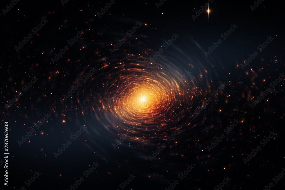 In the vast expanse of space, a black hole lurks, voraciously consuming matter and warping the light around it, while surrounded by a myriad of twinkling stars In the vast expanse of space, a black hole lurks, voraciously consuming matter and warping the light around it, while surrounded by a myriad of twinkling stars