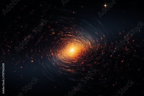 In the vast expanse of space, a black hole lurks, voraciously consuming matter and warping the light around it, while surrounded by a myriad of twinkling stars photo
