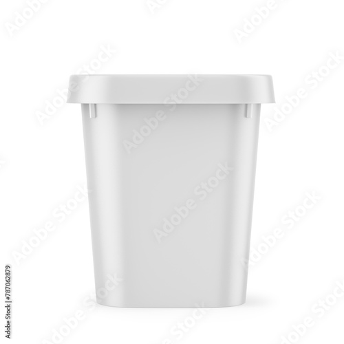Matte Plastic Bucket Mockup Isolated on White Background 3D Rendering © Khaled