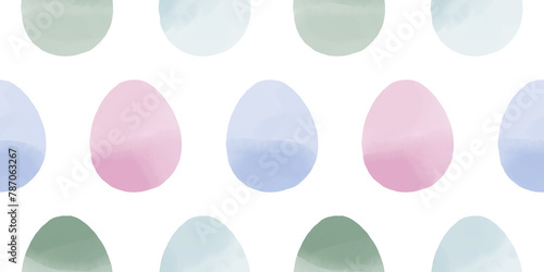Cute illustration with colorful Easter eggs with watercolor texture  spring banner