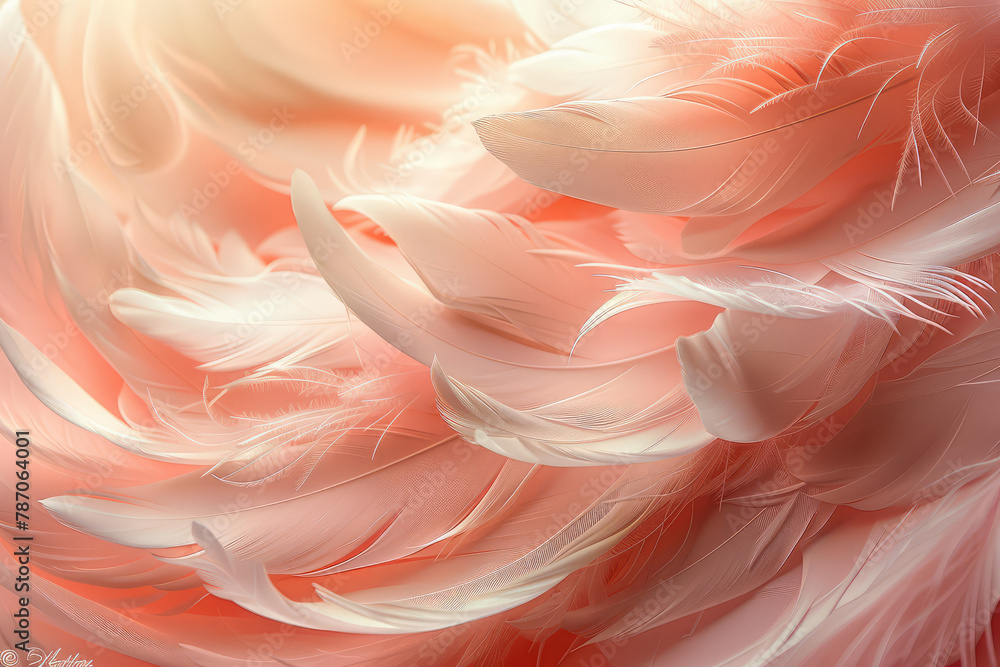 Pink feather background. Created with Ai