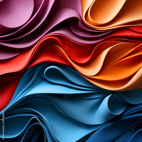 abstract background of colored wavy fabric. 3d render illustration