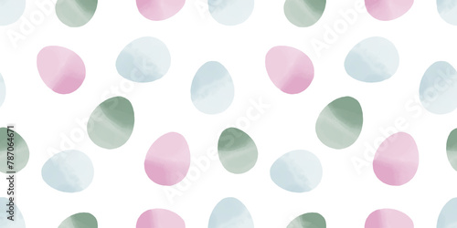 Cute illustration with colorful Easter eggs with watercolor texture, spring banner