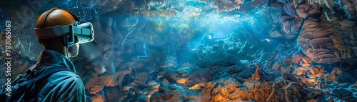 Virtual reality experience of exploring caves, integrated with augmented reality to show geological and cellular layers