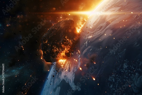 Fiery Meteorite Entering Earth's Atmosphere with Intense Heat