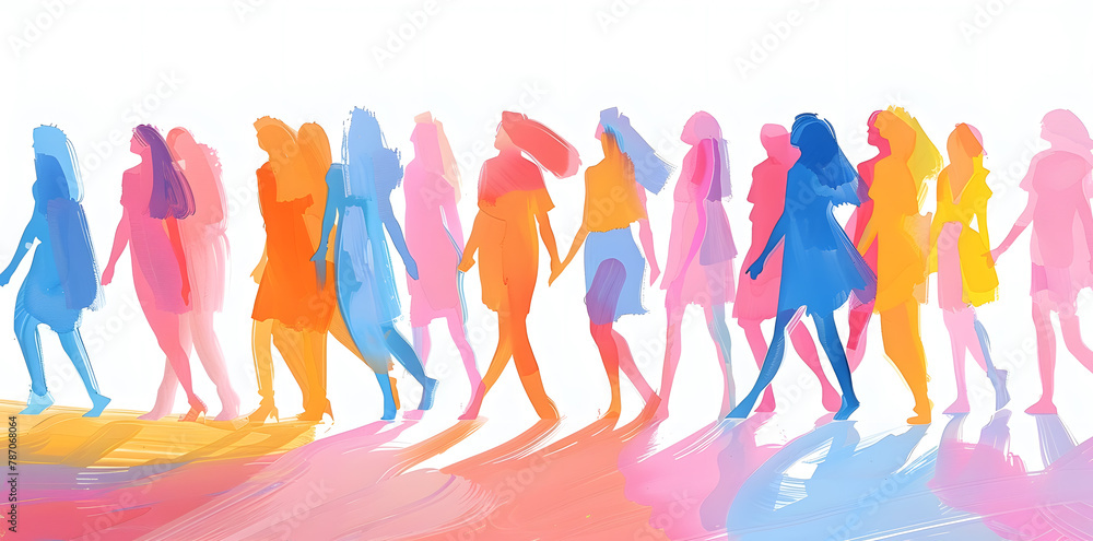 Crowd of people sidewalk hand drawn art flat illustration Crowd of people sidewalk hand drawn art flat illustration