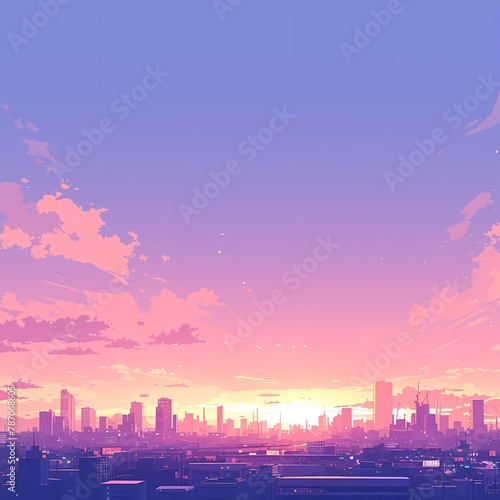 Dramatic Urban Skyline with Vibrant Colors at Twilight