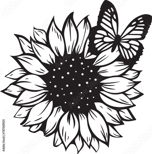 sunflower and butterfly