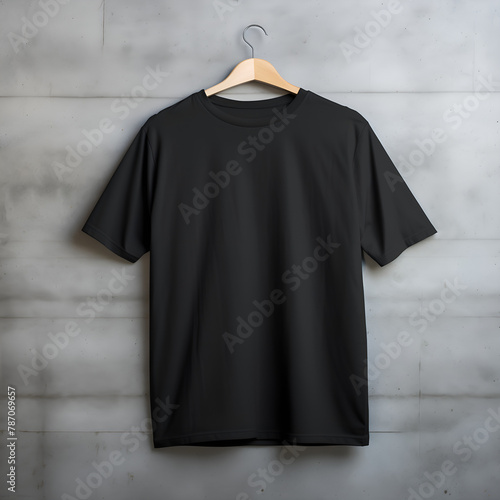 Hanging blank tshirt mockup, casual white tee mock, front view (ID: 787069657)