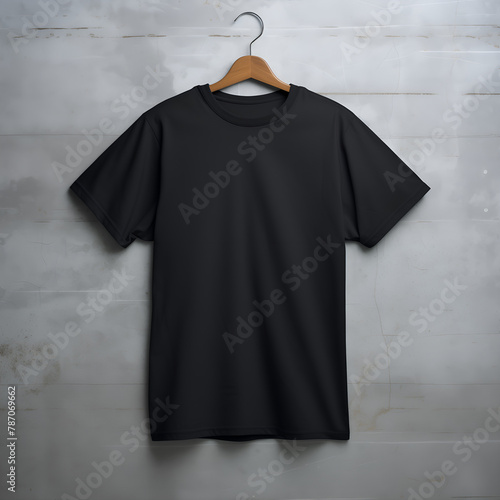 Hanging blank tshirt mockup, casual white tee mock, front view (ID: 787069662)