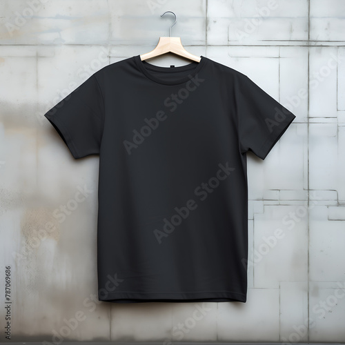 Hanging blank tshirt mockup, casual white tee mock, front view (ID: 787069686)