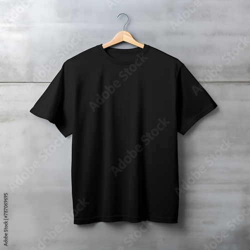 Hanging blank tshirt mockup, casual white tee mock, front view (ID: 787069695)